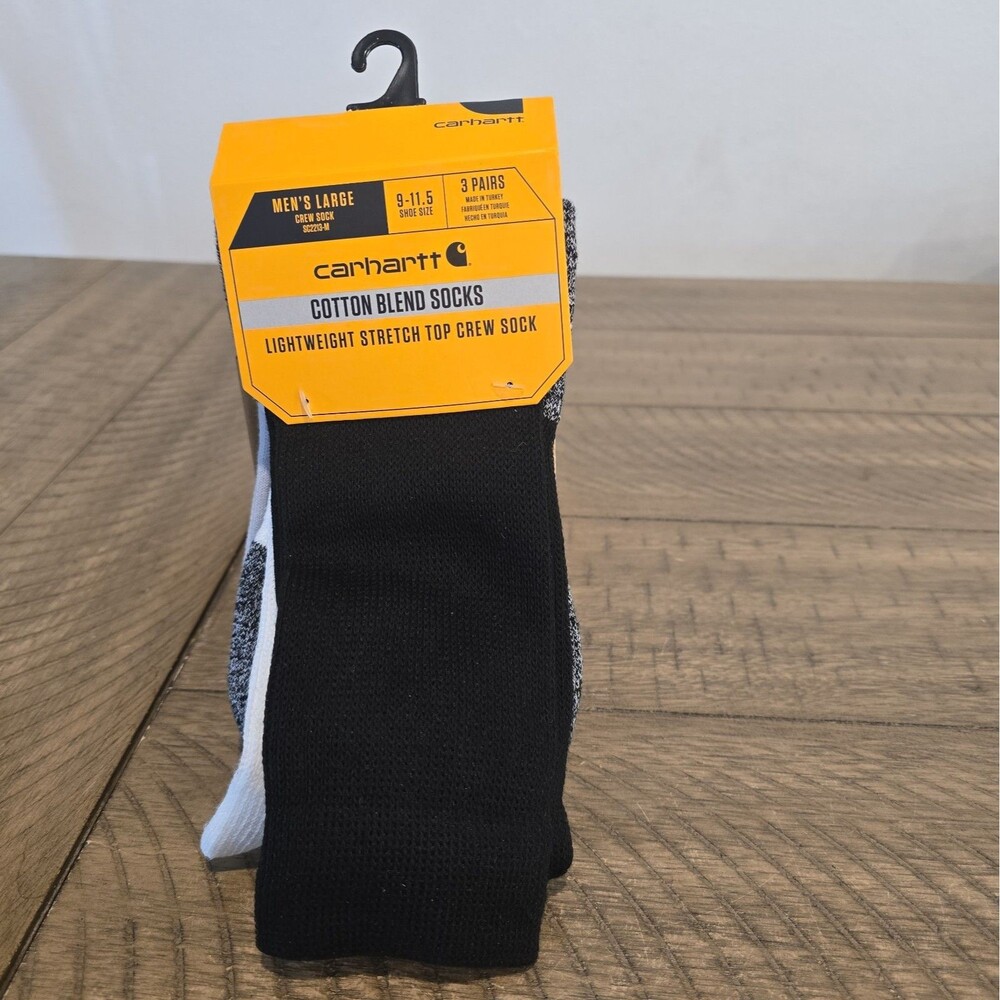 Carhartt mens Lightweight Stretch Top Crew Sock 3 Pack Large 9 - 11.5